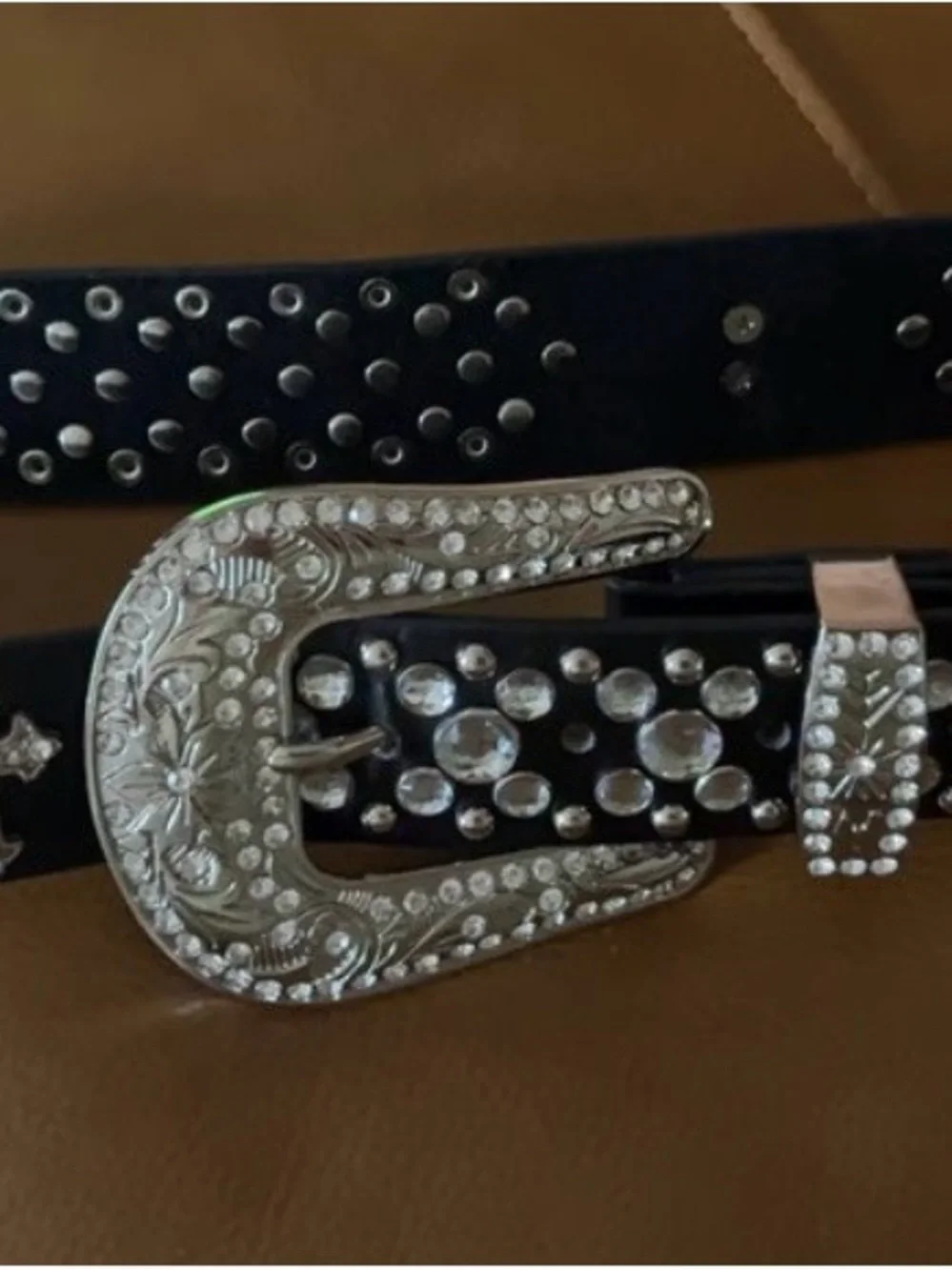 Black Crystal Western-Style Women's Belt